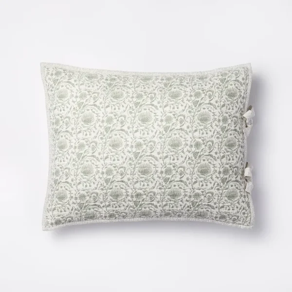 Standard Decorative Border Cotton Slub Print Quilt Sham Light Teal Green ÿ Threshold Designed with Studio McGee