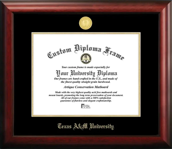 Texas A&M University 12.5" x 16" Gold Embossed Diploma Frame