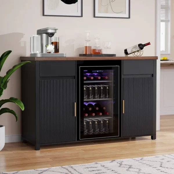 Coffee Bar Cabinet with Fridge Space, Mini Fridge Cabinetbuffet Sideboard53.2"l