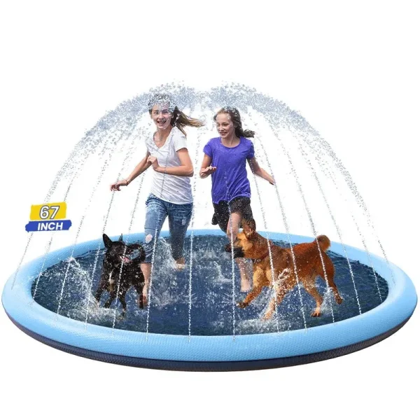 PETOCAT Dog Splash Pad, Non Slip Splash Pad Sprinkler for Kids, Kiddie Baby Shallow Pool, Pet Outdoor Water Play Toy Wading Pool Mat, Easy to Use