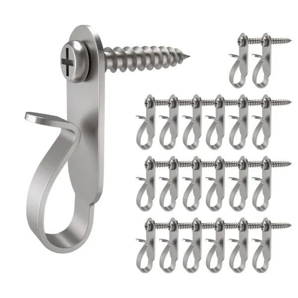 GEZIDEA Light Hanger Hooks,Screw Hooks for Hanging Christmas Light,Light Wire and LED Fairy LED Light Clips,Stainless Steel,40 Pack