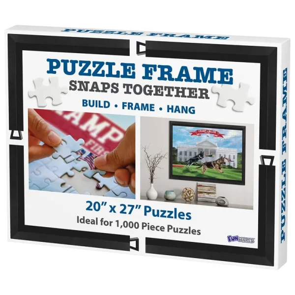 Funwares 20 x 27 Puzzle Frame, Easy to Hang, Contemporary Matte Black, Easy to View Puzzle with No Glass or Plastic Cover Tha