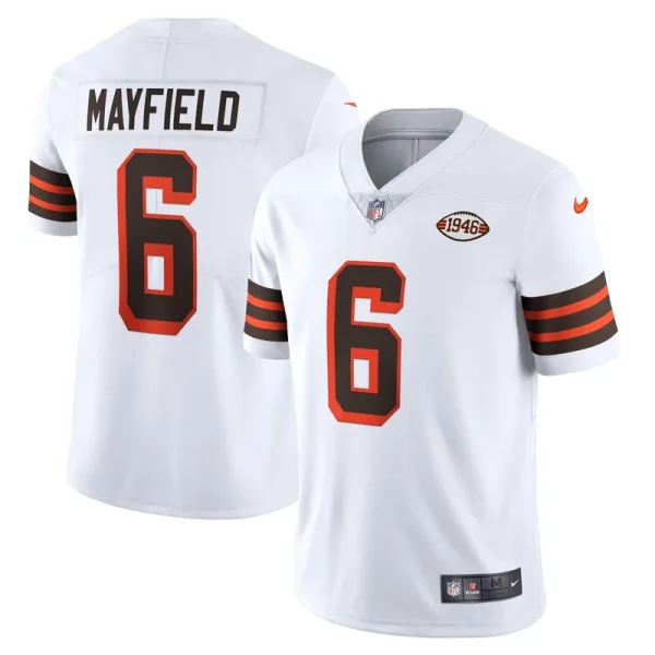 Men's Nike Baker Mayfield White Cleveland Browns 1946 Collection Alternate Vapor Limited Jersey(XL)