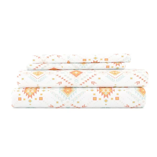 Home Collection Aztec Dreams Queen Sheet Set in Coral