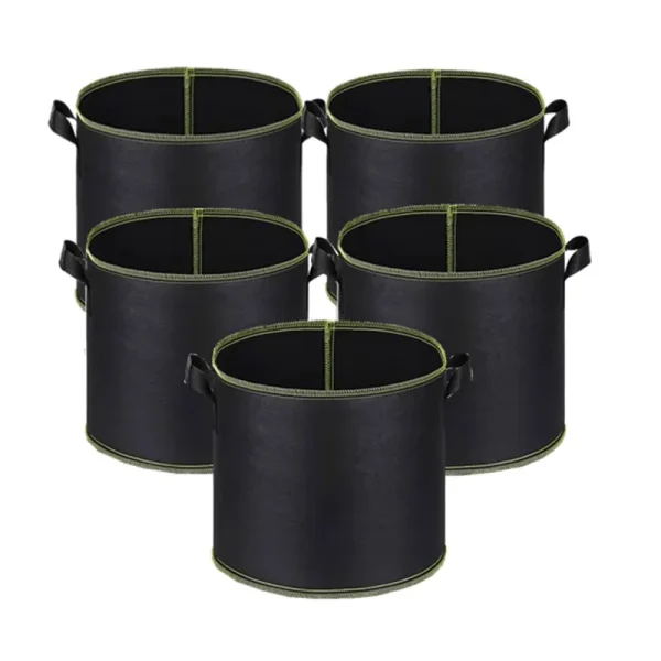 Niurui 5-Pack 3 Gallon Grow Bags Heavy Duty Aeration Fabric Pots Thickened Nonwoven Fabric Pots Plant Grow Bags with Handles,for