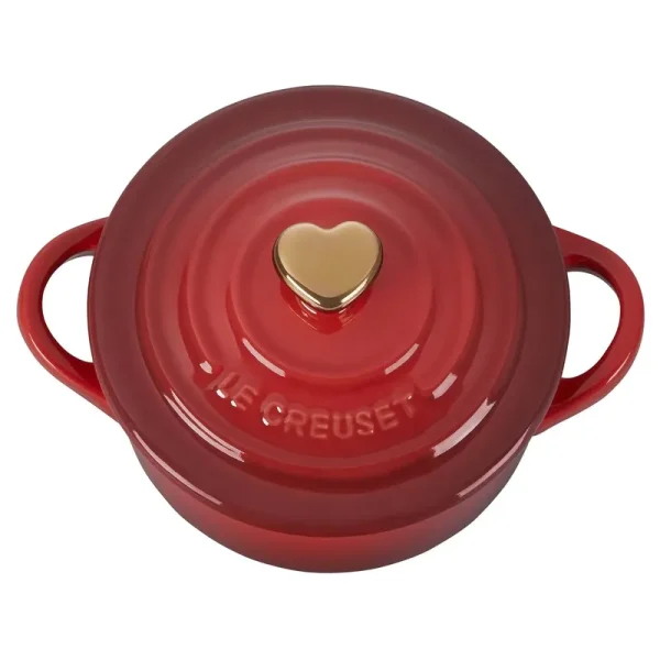 Le Creuset Mini Cerise Cocotte with Heart Knob