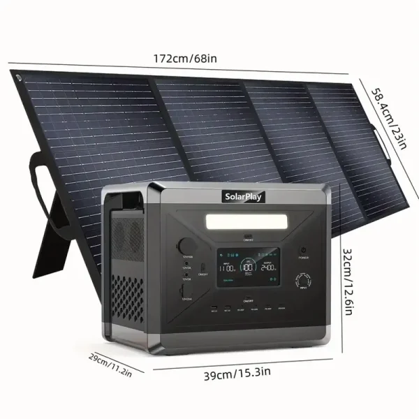 Solarplay 2400W(4800W Peak) Solar Generator, with 400W Solar Panel, 2160wh Portable LiFePO4 Battery Power Station for Camping Home Backup RV