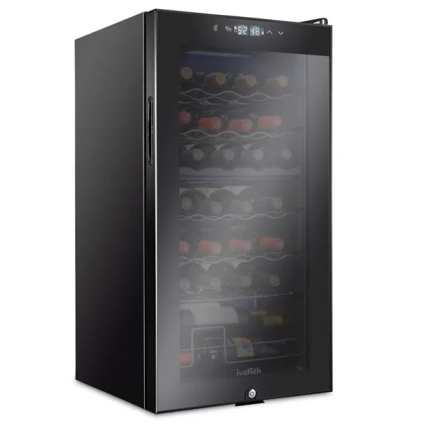 Ivation 28 Bottle Wine Cooler Fridge, Dual Zone Refrigerator with Lock