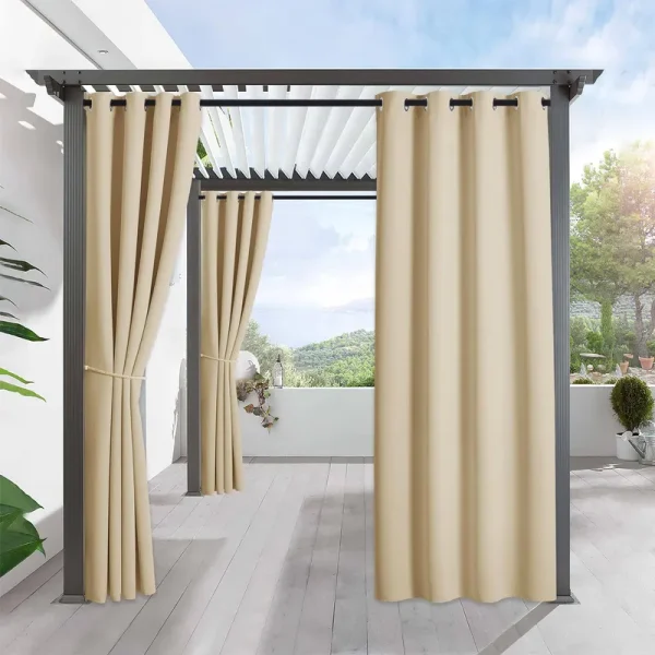 RYB Home Outdoor Blackout Curtain - Pergola Curtain Shade Indoor Outdoor D��cor, Grommet Top Water & Wind Repellent for Patio/Gazebo/Deck, 1 Panel,