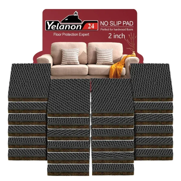 Yelanon Non Slip Furniture Pads -24 Pcs 2���� Furniture Grippers Hardwood Floors, Non Skid for Furniture Legs,Self Adhesive Rubber Feet, Anti Slide