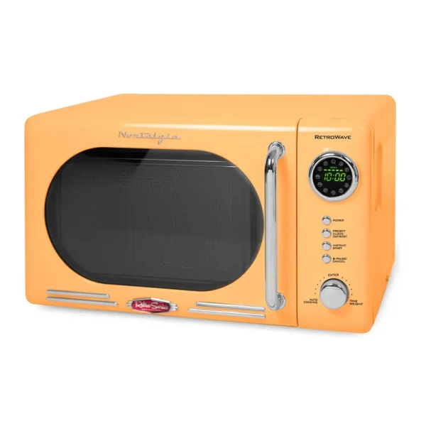 Nostalgia Nrmo7or6a Retro 0.7 Cu. ft. Compact Countertop Microwave Oven, Orange