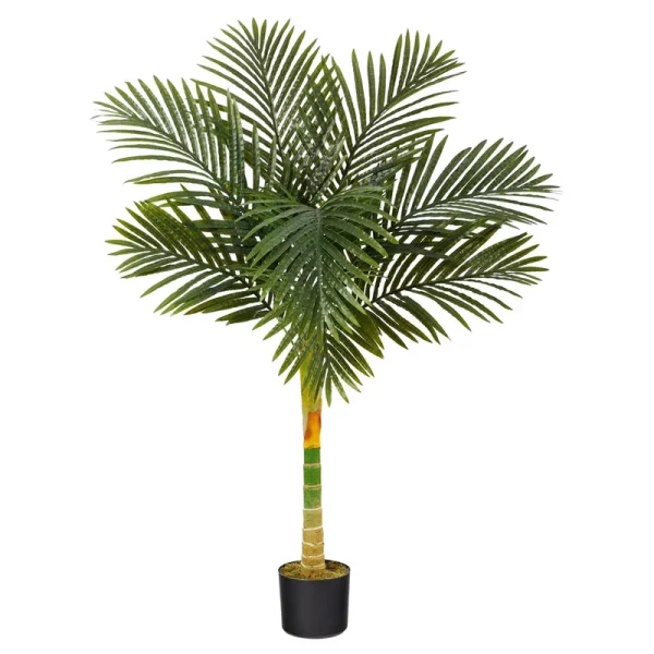 Nearly Natural 4 ft. Single Stalk Golden Cane Artificial Palm Tree