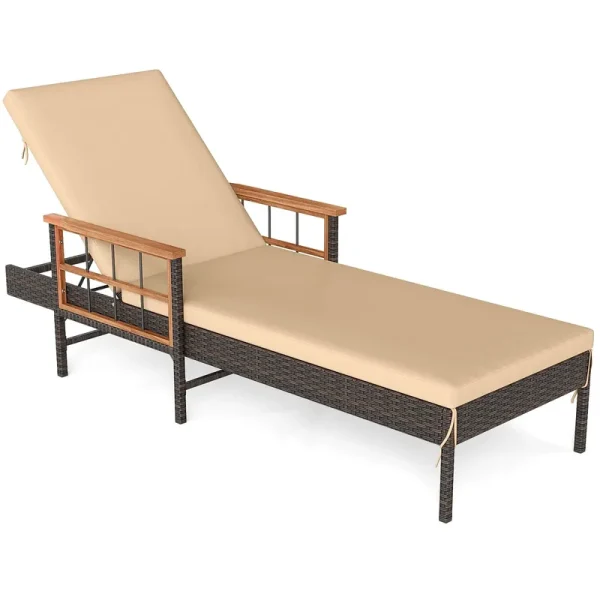 Tangkula Lounge Chair Outdoor with Soft Cushions for Outside