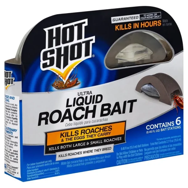 Hot Shot Roach Bait, Ultra, Liquid - 6 pack, 0.45 oz stations