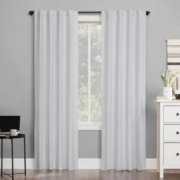 Sun Zero Cyrus Thermal 100% Blackout Back Tab Curtain Panel, 40" x 84", White