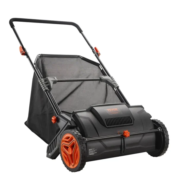 VEVOR Push Lawn Sweeper 21-Inch Leaf & Grass Collector Strong Rubber Wheels & Heavy Duty Thickened Steel Durable to Use with Large Capacity 3.5 Cu