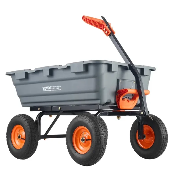 VEVOR Garden Cart, Durable Poly Dump Cart with Simple Assembly Steel Frame, Versatile Dump Wagon with Dual - Function Handle, 6.48 Cu.ft Utility Barrow 1200 lb Load, 13 in Wheels
