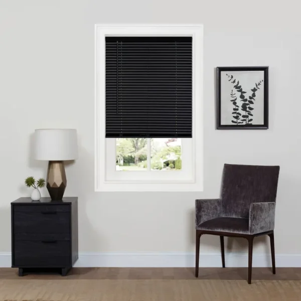 Achim Cordless GII Deluxe Sundown 1" Room Darkening Mini Blind, Black, 23 inch Wide