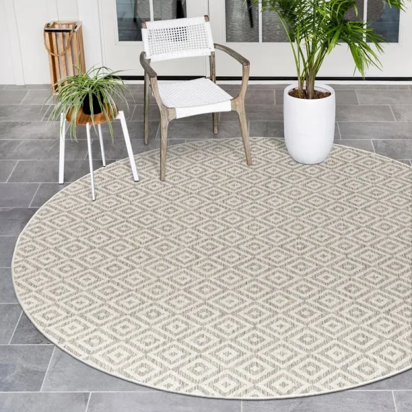 Jill Zarin Outdoor Costa Rica 6'7" x 6'7" Round Area Rug - Gray