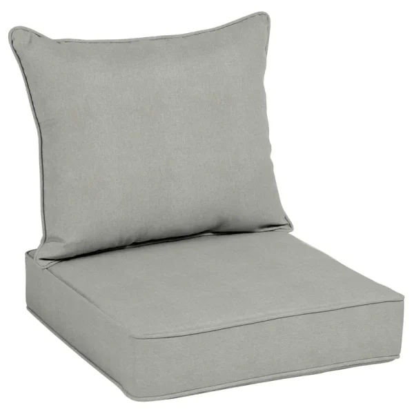 Allen + Roth 2-Piece Medium Grey Heathered Deep Seat Patio Chair Cushion