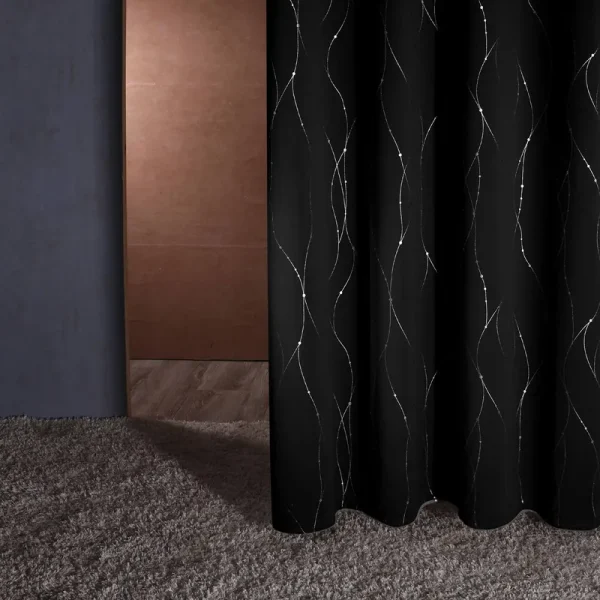 Deconovo Silver Line and Dots 38 Width Curtain Panel Pair(2 Panel) - 38x90 inch - Black