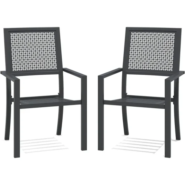 AECOJOY Outdoor Patio Dining Chairs with Armrest, Stackable Arm Chairs