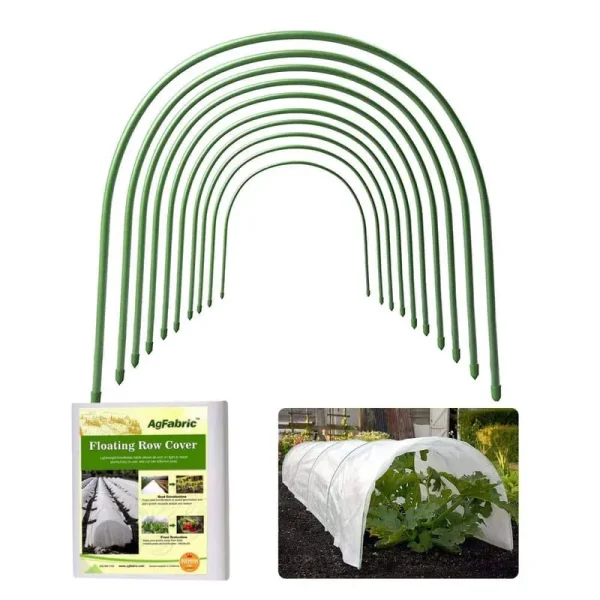 Agfabric 12-Pack 0.31 in. Dia Steel Greenhouse Hoops, Rust-Free Grow Tunnel, Support Hoops for Garden w/6 ft. x 50 ft. Row Cover