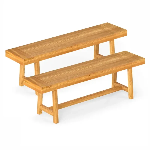 Tangkula 63-Inch Teak Wood Outdoor Bench Backless(1/2)