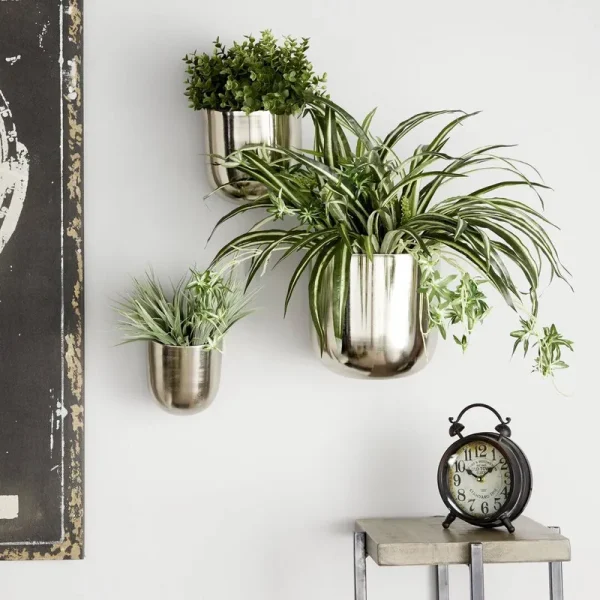 Magdalena 3-Piece Iron Wall Planter Set Etta Avenue Color: Silver