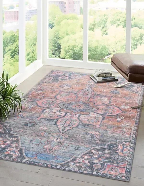 Unique Loom Nostalgia Wasahable 4x6 Multi Area Rug