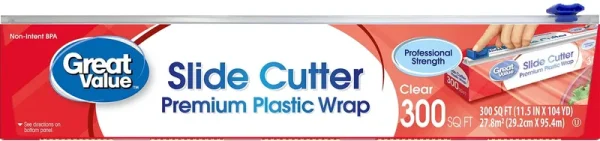 Great Value Slide Cutter Premium Plastic Wrap - Clear - 300 Sq ft