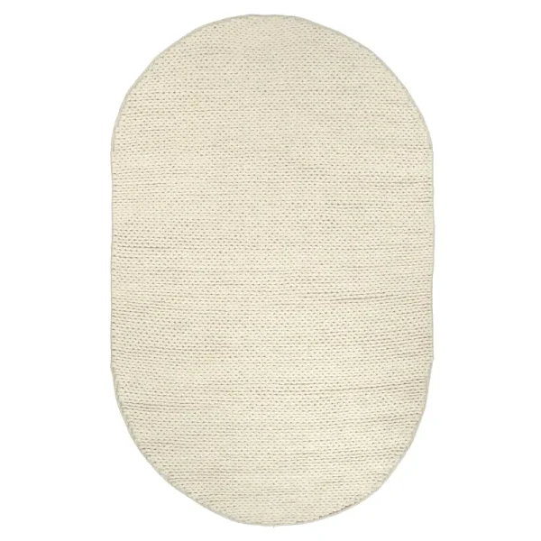 nuLOOM Hand Woven Chunky Woolen Cable Rug White 5' x 8' Oval