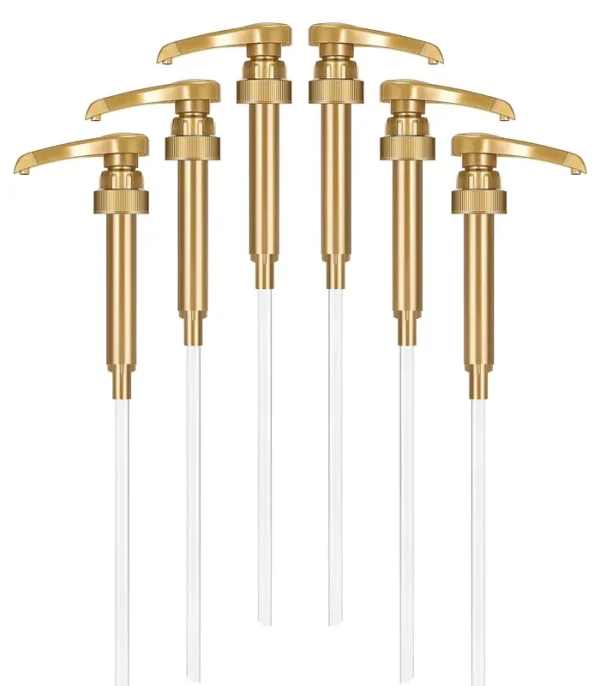 Torani Syrup Pump 6-Pack Gold, Coffee Syrup Pump Dispenser