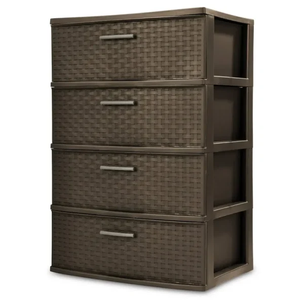 Sterilite 4 Drawer Wide Weave Tower - Espresso