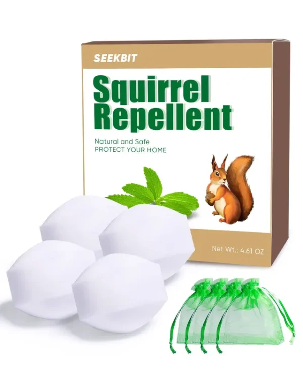 SEEKBIT 4 Pack Squirrel Repellent, Peppermint Garlic Keep Squirrel Out of Attic, Car, Engines, Roof, Outdoor Squirrel Deterrent Repels Chipmunk