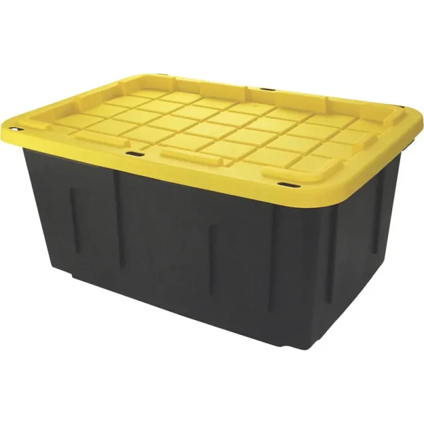 CREATIVE PLASTIC CONCEPTS 27 Gallon Black & Yellow Tough Box with Lid