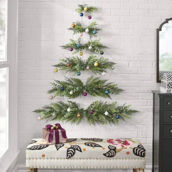 Christmas Tree Wall Decoration, Mini Christmas Tree Wall Hanging, Wall Hanging Christmas Tree with Bells,Wall Christmas Tree Hanging Decorations for