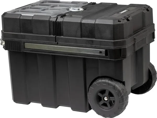 Hart 24in Rolling Tool Box, Resin Tool Storage, Black with Blue