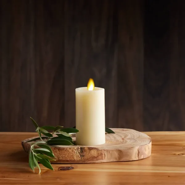Luminara Real-Flame Effect 2" x 4" Slim Pillar LED Candle - Ivory