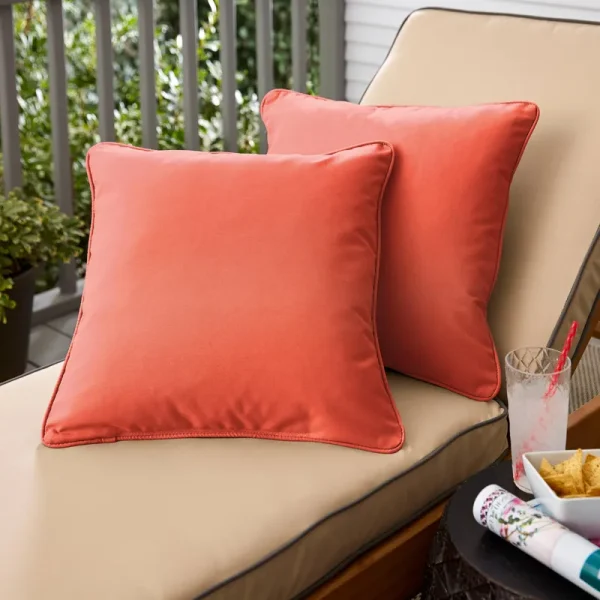 Coral Corded Indoor/ Outdoor Pillow Set - 18 in x 18 in