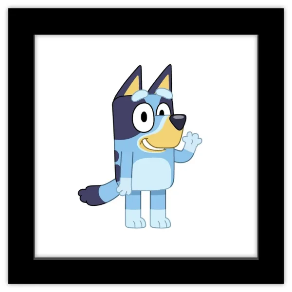 Gallery Pops Bluey - Bluey Waving Wall Art, Black Framed Version, 12 inch x 12 inch, Size: 12 x 12