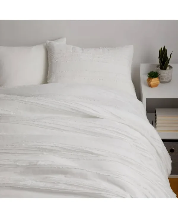 Dormify Eyelash Fringe Comforter and Sham Set | Dorm Essentials White / Twin/Twin XL