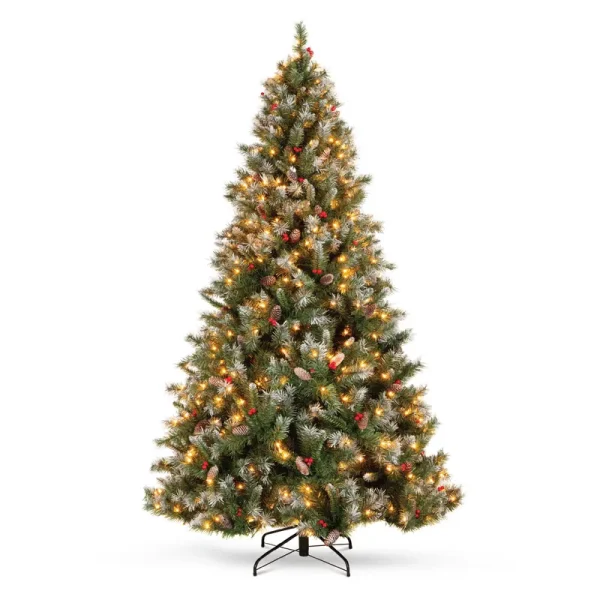 Best Choice Products 7.5ft Pre-Lit Pre-Decorated Holiday Christmas Tree w/ 1,398 Flocked Tips, 550 Lights, Base