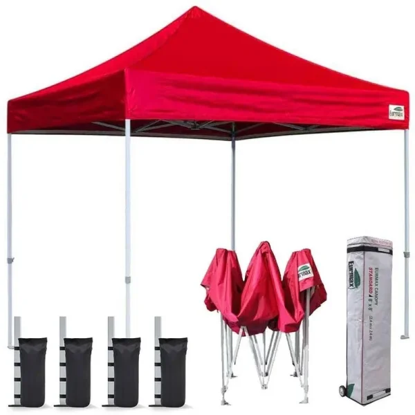 Eurmax 10'x10' EZ Pop Up Canopy Tent Commercial Instant Canopies - 10x10ft - Red