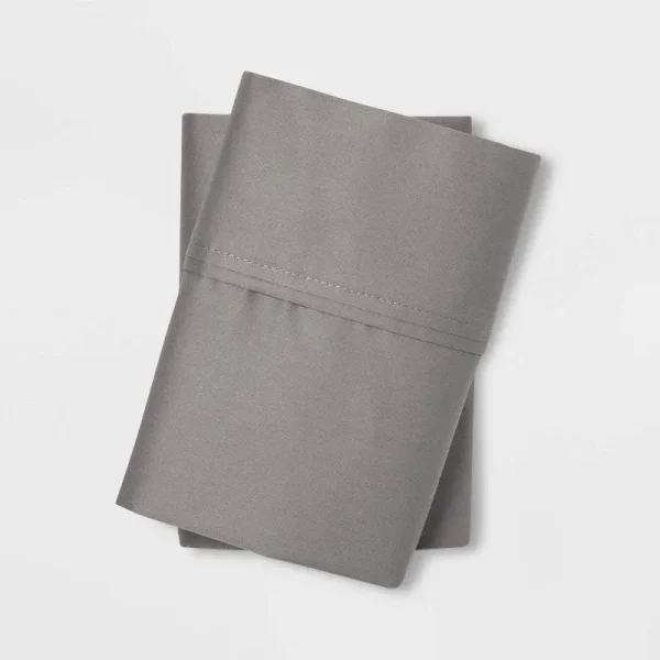 Threshold Gray Standard 400 Thread Count Solid Performance Pillowcase Set - Each
