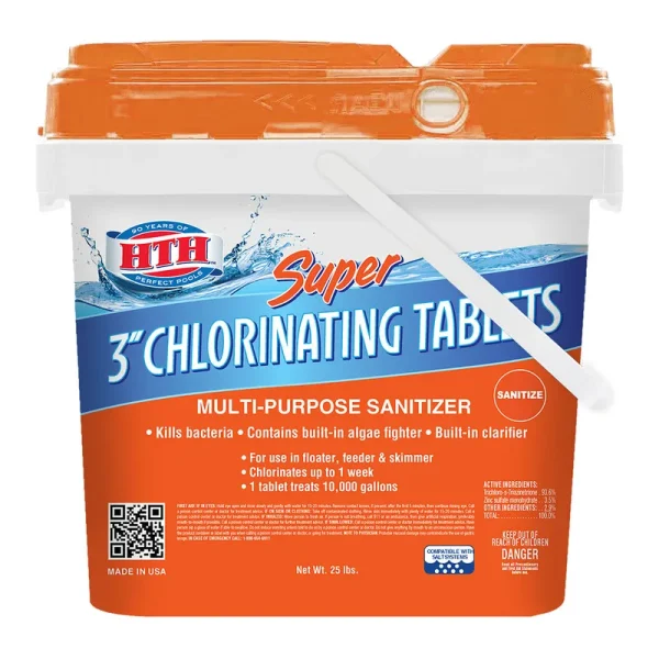 Hth Super 3" Chlorinating Tablets for Swimming Pools 25 lbs.