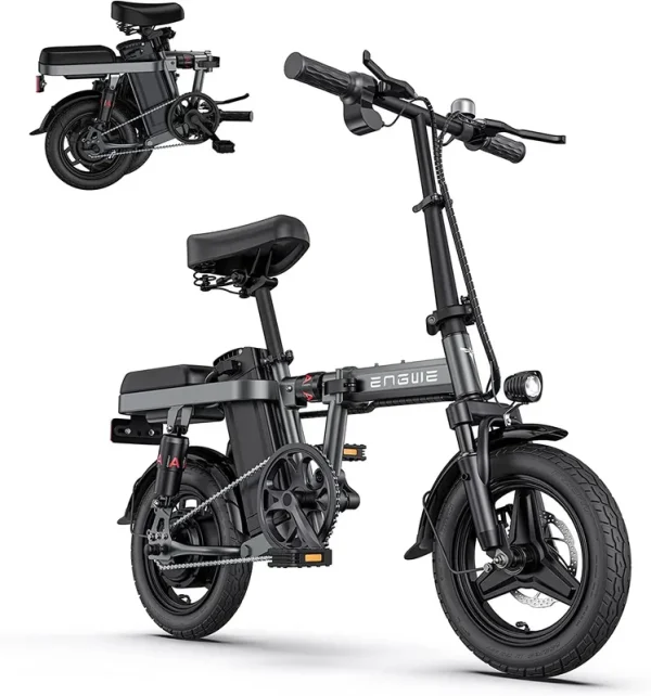 Engwe T14 Folding Electric Bikes for Adults, 350W Mini Ebike 48V10AH Removable Battery, Urban City Commuter Electric Bicycles - Grey