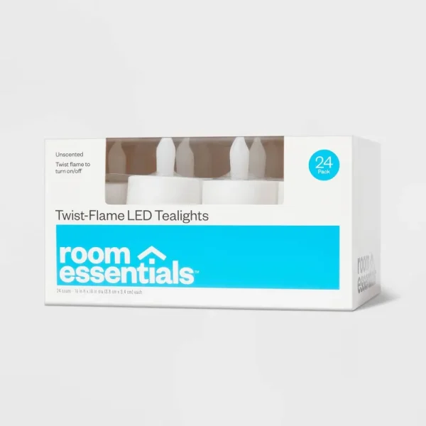 24ct Twist-Flame LED Tealight Candles (White)
