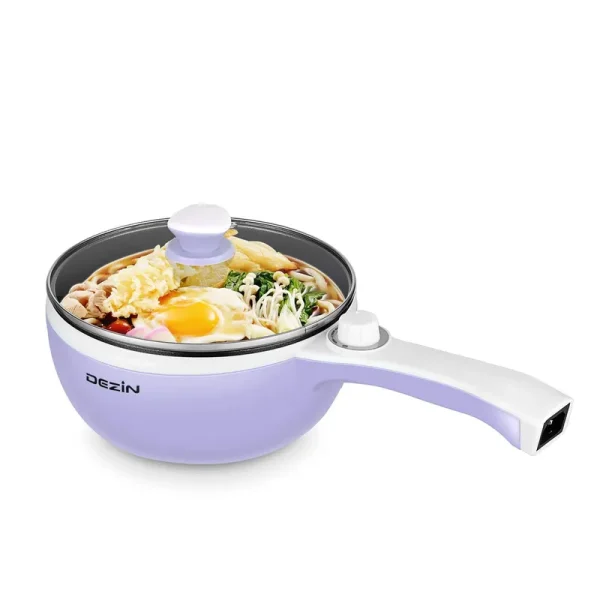 Dezin Electric Hot Pot Upgraded, Non-Stick Saut Pan, Rapid Noodles Cooker, 1.5L Mini Pot for Steak, Egg, Fried Rice, Ramen, Oatmeal, Soup with Power