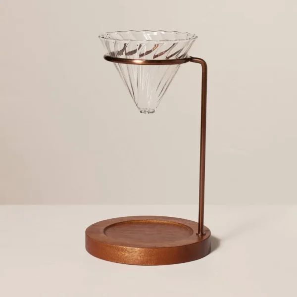 13oz Pour Over Coffee Maker Clear/Brown/Copper - Hearth & Hand with Magnolia